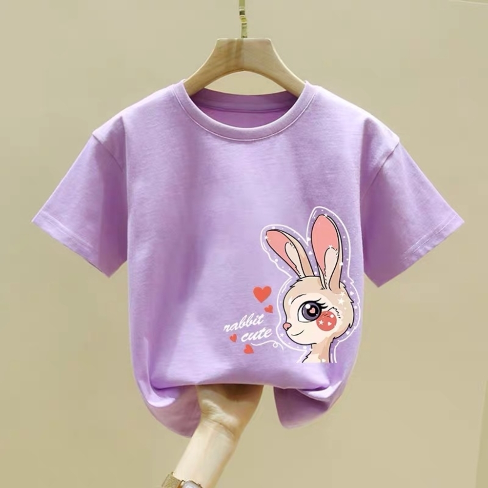 Adorable Purple Kids Tee with Bunny Design